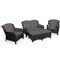 Costway 5PCS Patio Rattan Furniture Set Loveseat Sofa Ottoman W/Red\White Cushion